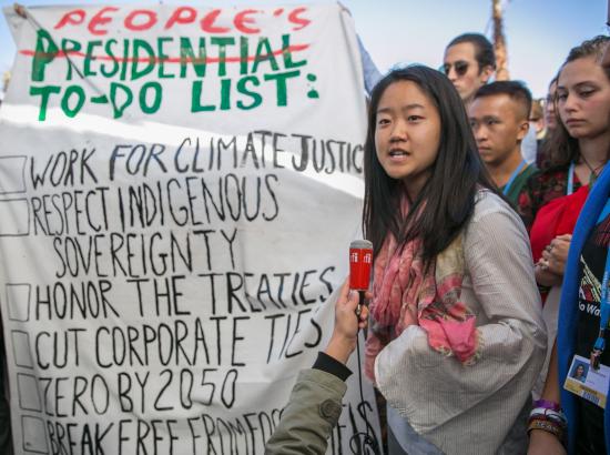 protesters at UN Climate Change Conference COP 22, Marrakech, Morocco 2016