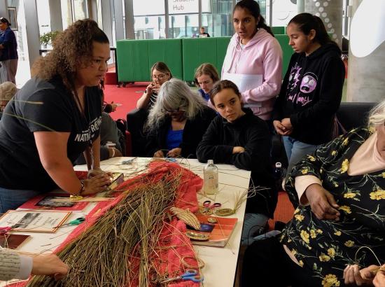 US and Canadian indigenous students mingle at an event with Australian Aboriginal elders in Melbourne