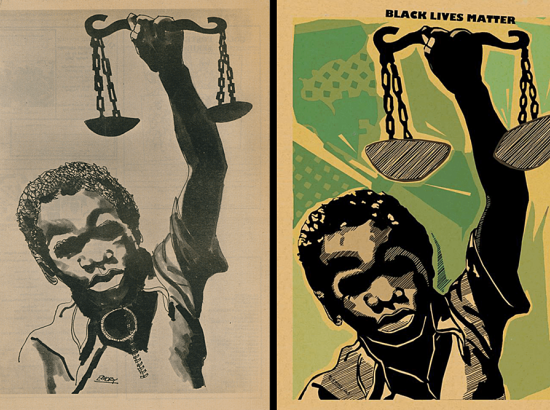 artwork of Emory Douglas, repurposed for Black Lives Matter