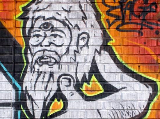 graffitti 'god' with halo