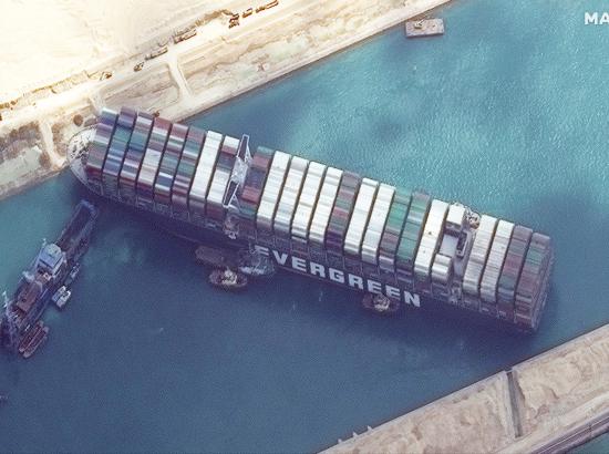 The megaship "Evergreen" stuck in Egypt's Suez Canal, 2021