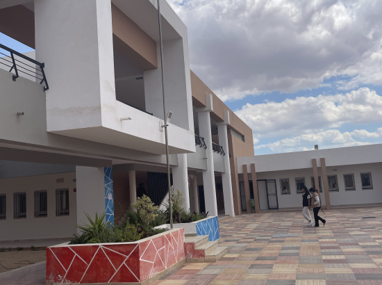 Students entering a school in the Sfax governorate