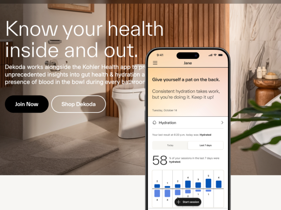 Screenshot taken from Kohler’s website that introduces Dekoda, their newest line of toilet waste analyzers | Photo Credit: Tina Guirguis