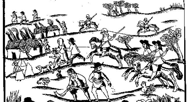 image depicting 17th century land enclosure in England - print 