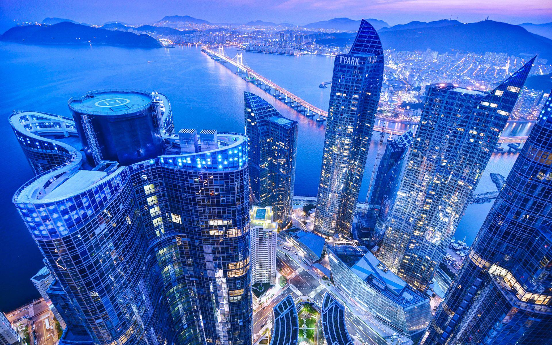 twilight skyline, Busan, South Korea