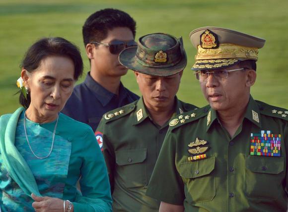 Aung San Suu Kyi and Senior Gen. Min Aung Hlaing