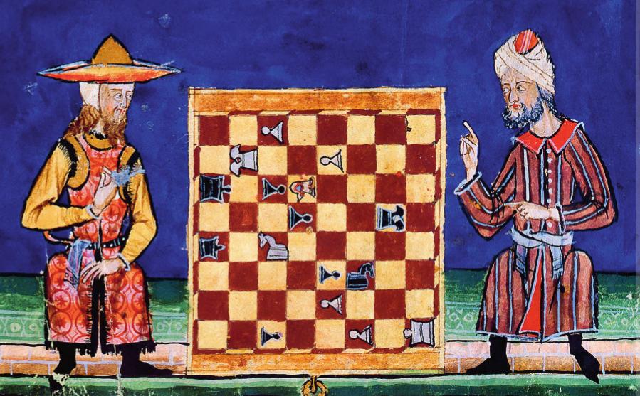 depiction of a Jew and a Muslim playing chess in 13th century al-Andalus