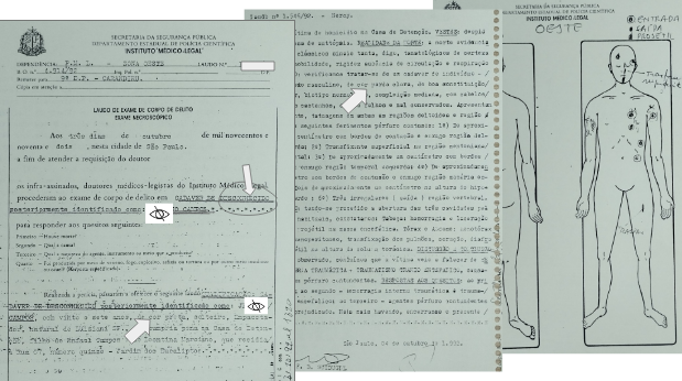 Sample of a necroscopic report of a victim of the massacre officially recognized as such. Source: CTV-APESP. Personal data has been hidden for privacy reasons.