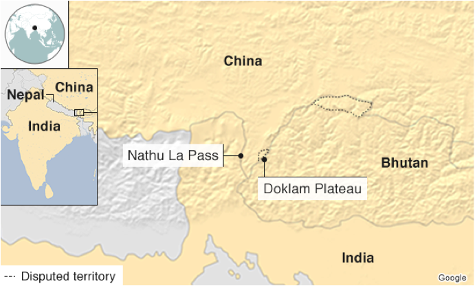 map showing location of the standoff in the Doklum region