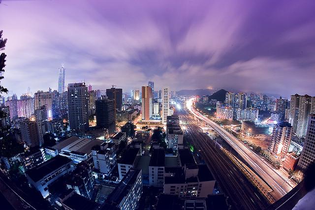 Guangzhou, China, skyline by nght