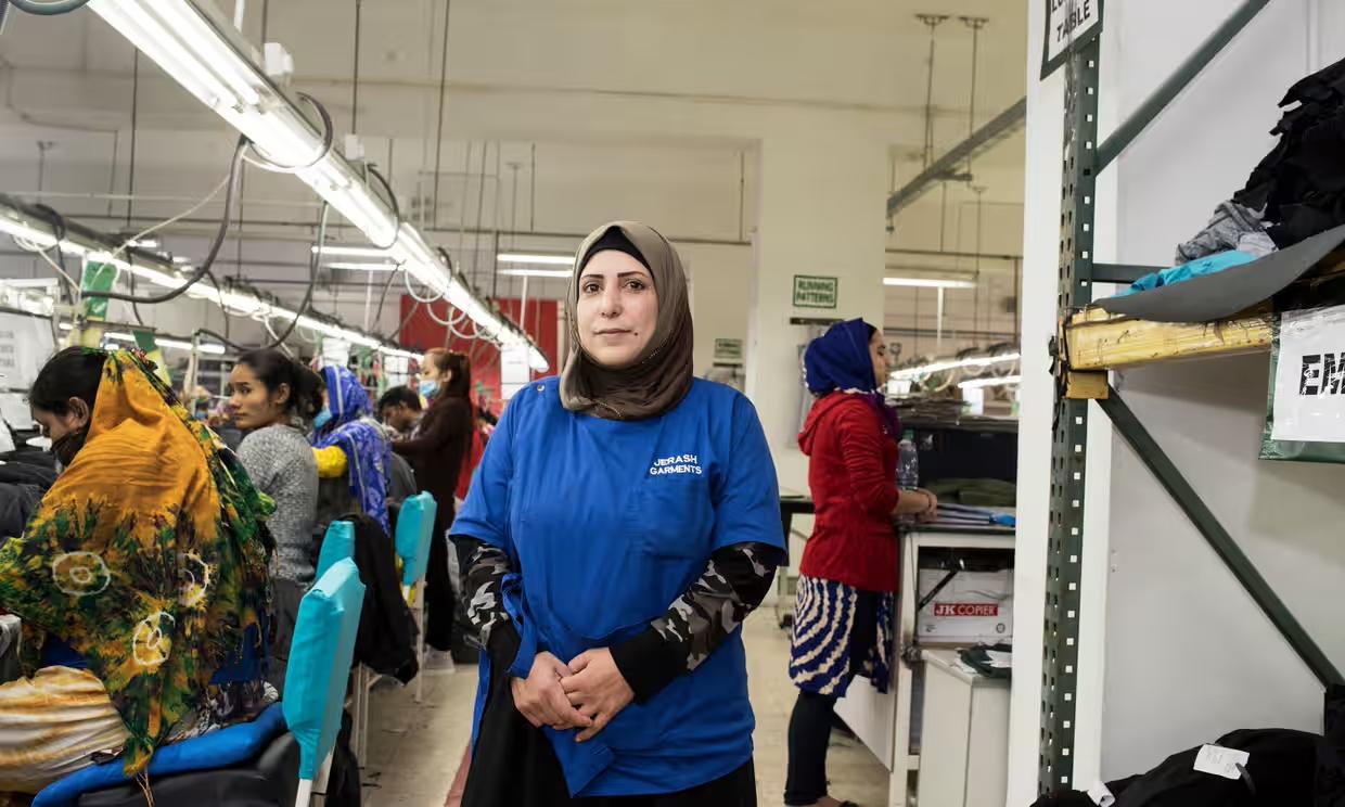 Syrian refugees working in Jordan's textile industry. 