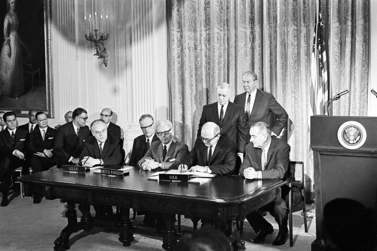 signing of the Outer Space Treaty in January 1967