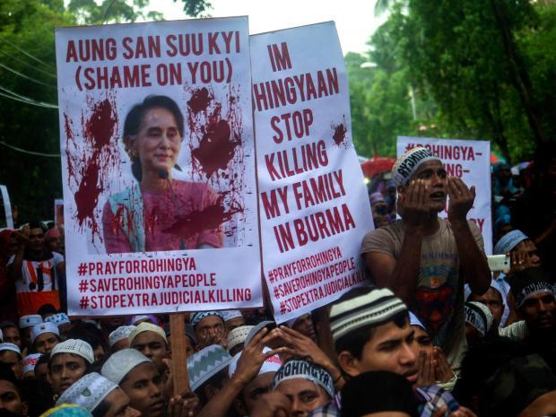 Rohingya Muslims demonstrate outside the Burmese embassy in Kuala Lumpur, November 2016. Image: Reuters