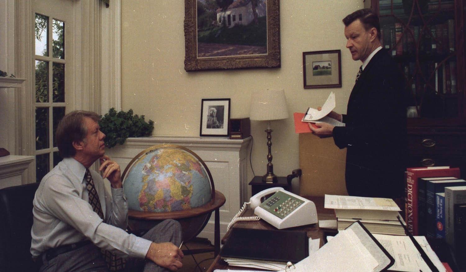 US President Jimmy Carter and National Security Advisor Zbigniew Brzezinski.