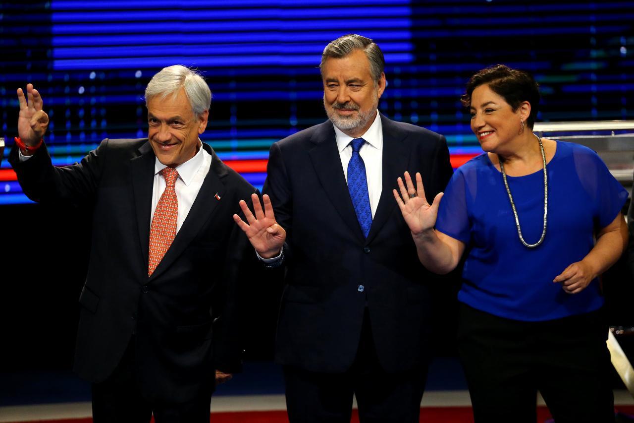 Chilean presidential candidates (l to r) Sebastián Piñera, Alejandro Guillier, Beatriz Sánchez