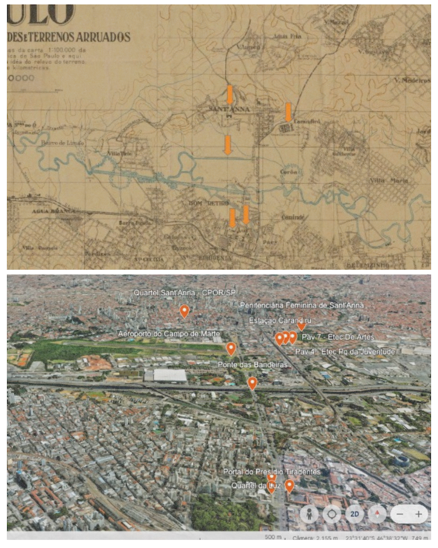 Military corridor, São Paulo c.1924 (APESP) and 2024 (Google Earth)]