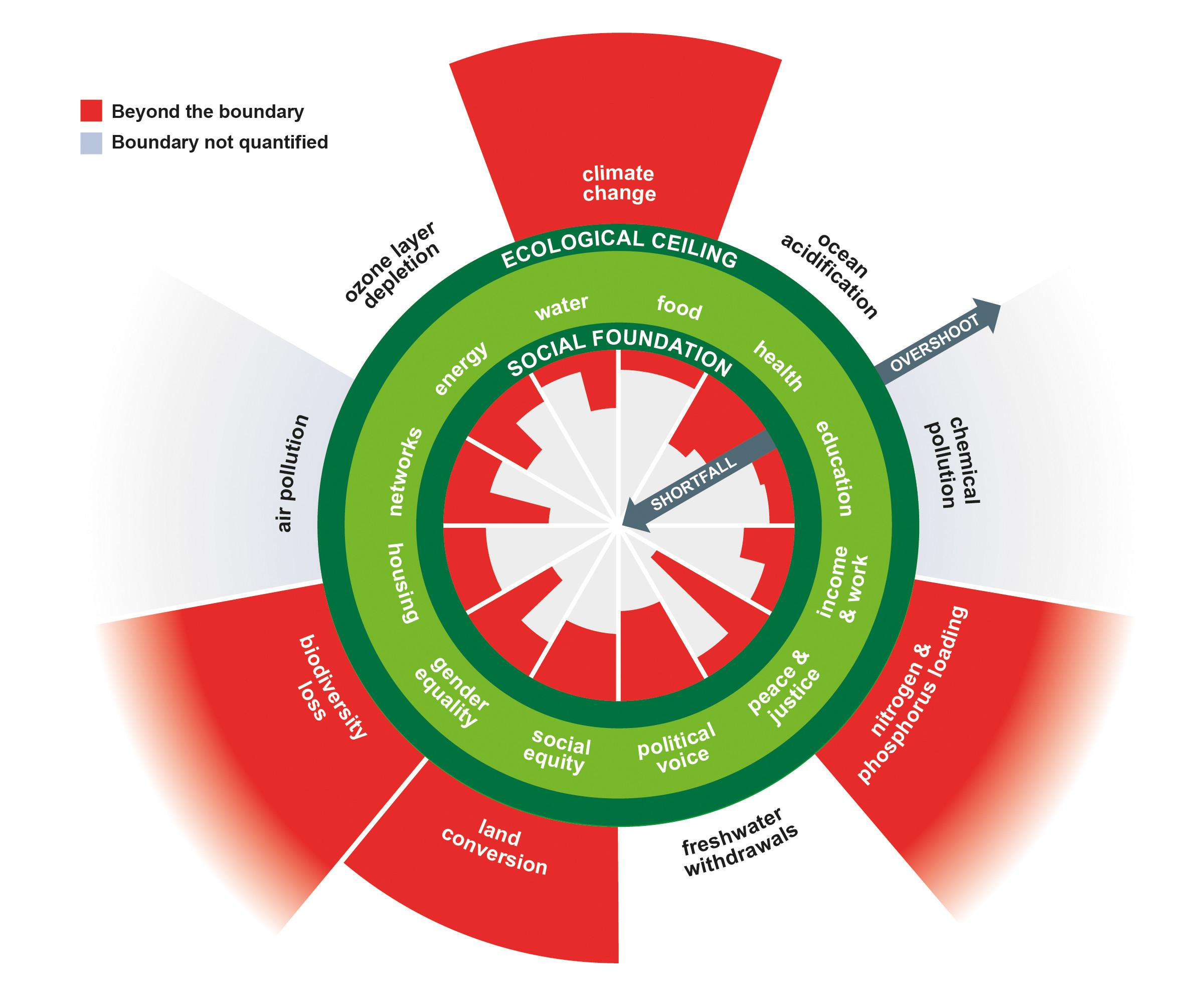 graphic depicting 'Doughnut' economic model