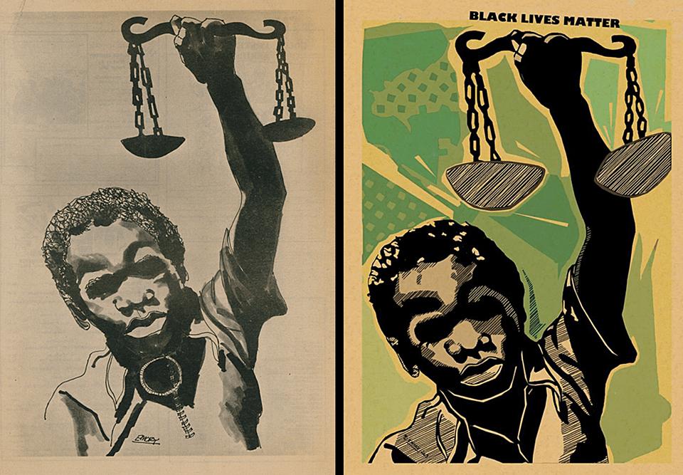 artwork of Emory Douglas, repurposed for Black Lives Matter