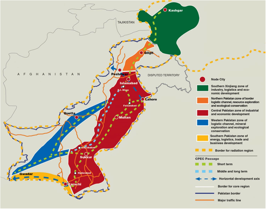 CPEC Projects Linking Kashgar (Xinjiang Uygur Autonomous Region in China) with Karachi and Gwadar Ports (Pakistan)