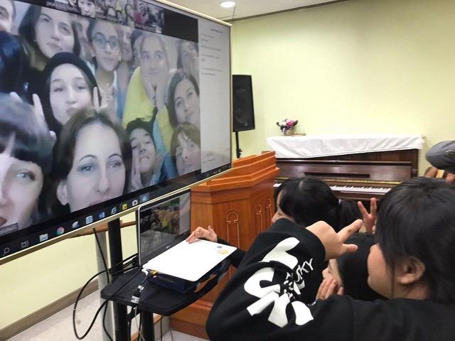 Students in South Korea and the Republic of Georgia during a video conference