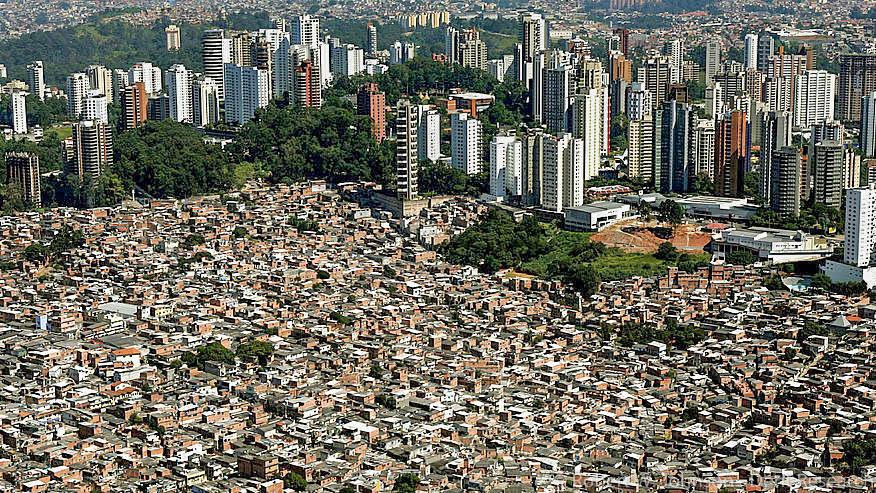 favela adjacent to high rises in Brazil