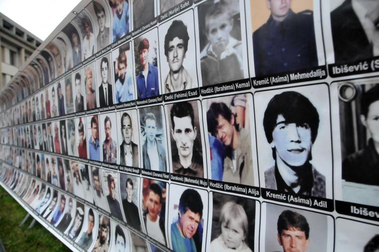 photo wall, victims of July 1995 Srebrenica massacre