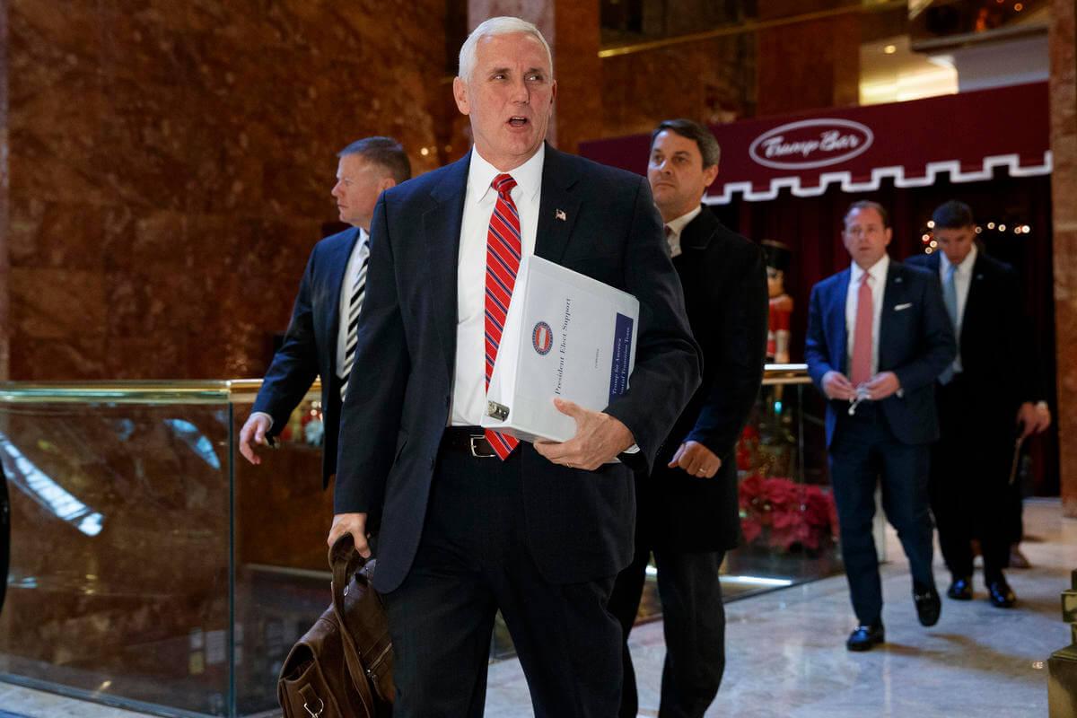 Vice president-elect Mike Pence at Trump Tower in New York, Nov. 28, 2016. (Photo: AP/Evan Vucci)