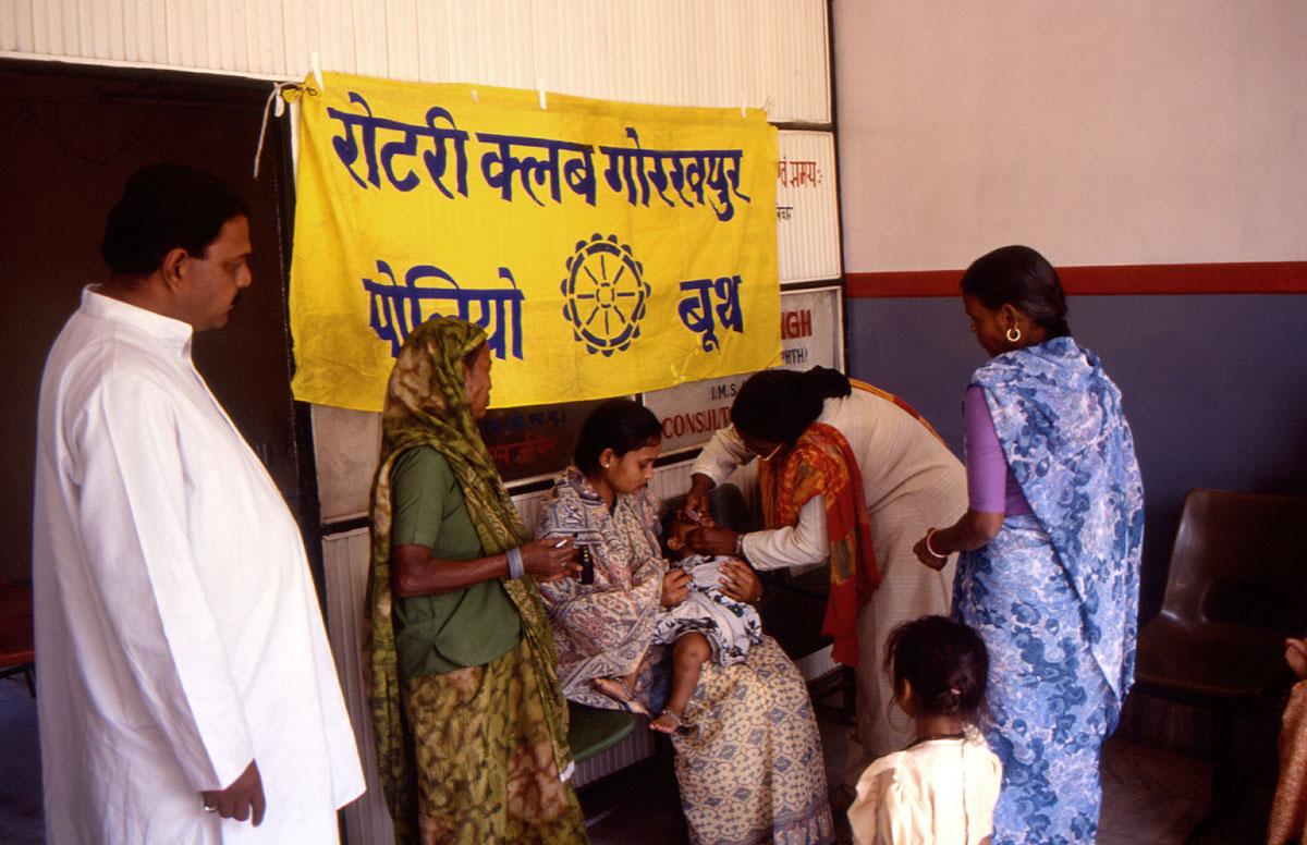 a child receives a polio vaccination