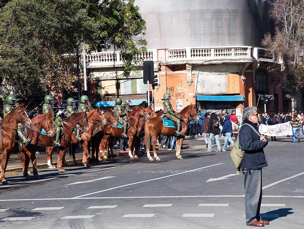 students protesting in santiago chile