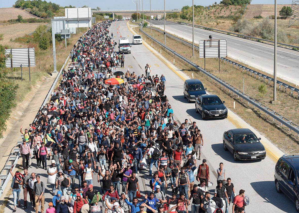 Syrian refugees near Greek border, September 2015. Photo source: AFP/Getty Images