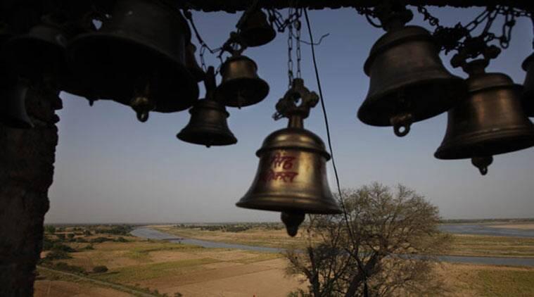 bells above landscape in Uttarakhand, India.