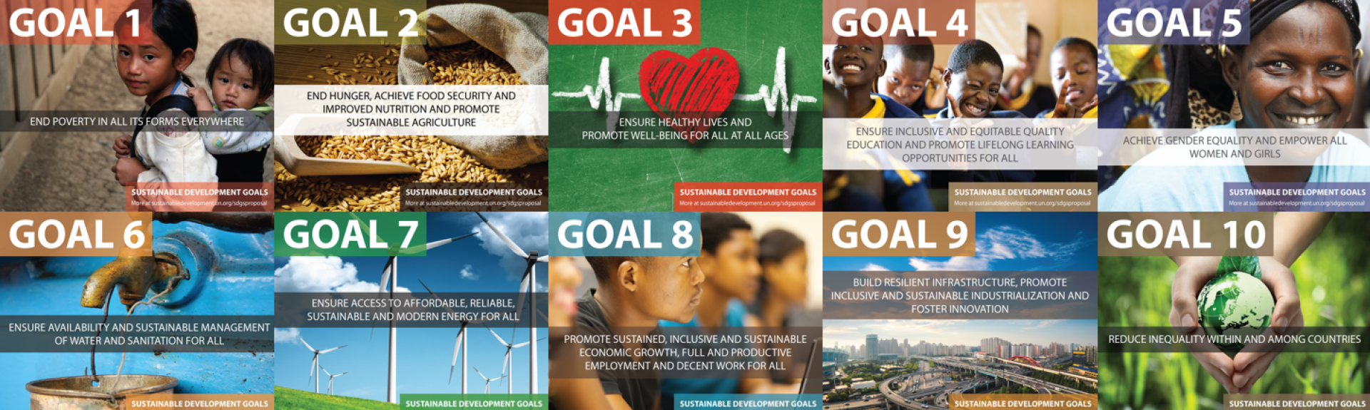 composite list of the 17 SDGs with themed photos and brief descriptions