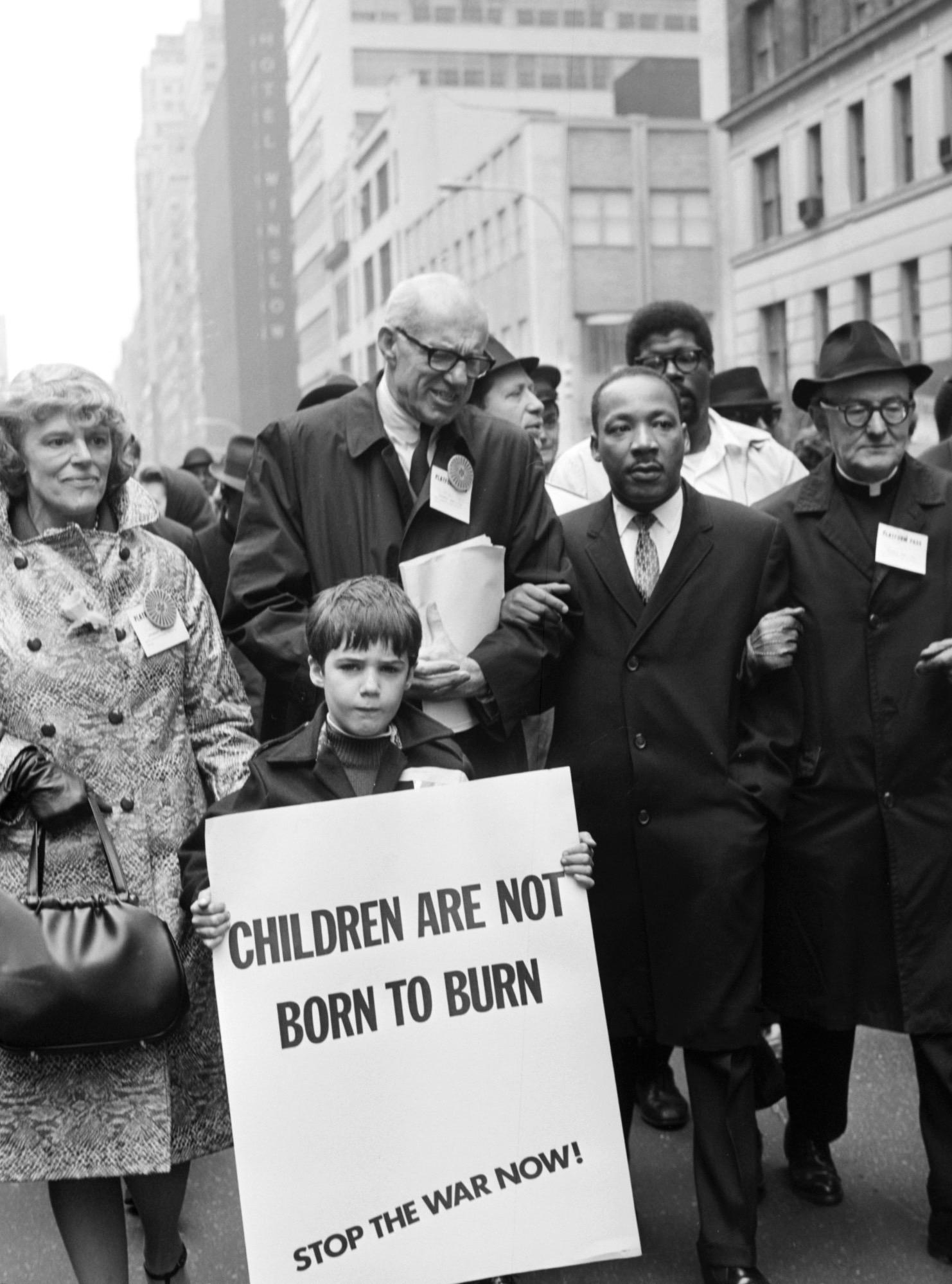 1967 New York City protest against Vietnam War led by Dr. Benjamin Spock and Martin Luther King, Jr.