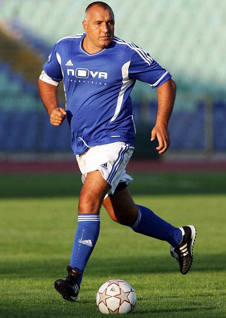 Bulgarian Prime Minister Boyko Borisov plays in a charity football match