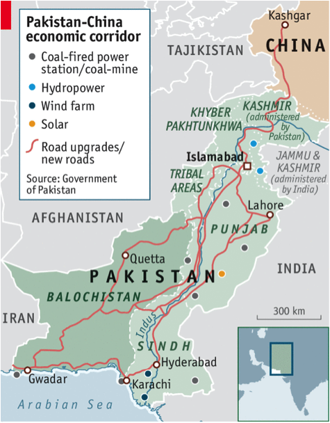 Planned CPEC Routes and Projects within Pakistan Source: The Economist (2017)