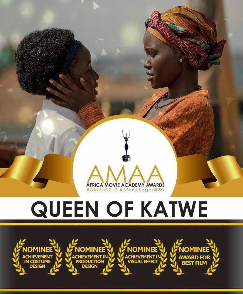 poster for 'Queen of Katwe', showing African Movie Academy Awards 2017 nominations