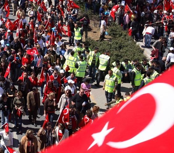 Turkey, Istanbul. Pro-secular Turks rally
