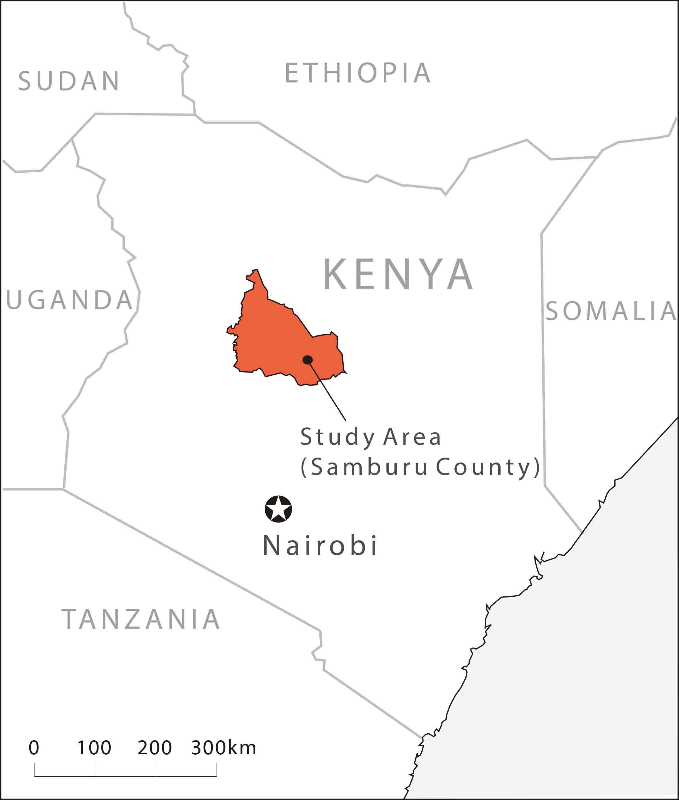 map of research area in Samburu County, north Kenya