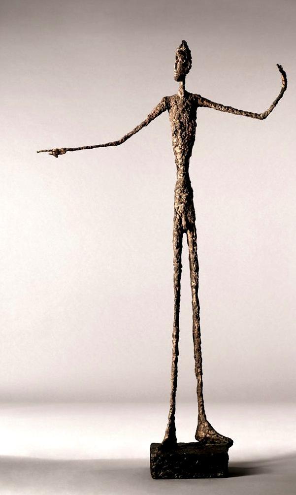 bronze sculpture 'Man Pointing' by Alberto Giacometti.