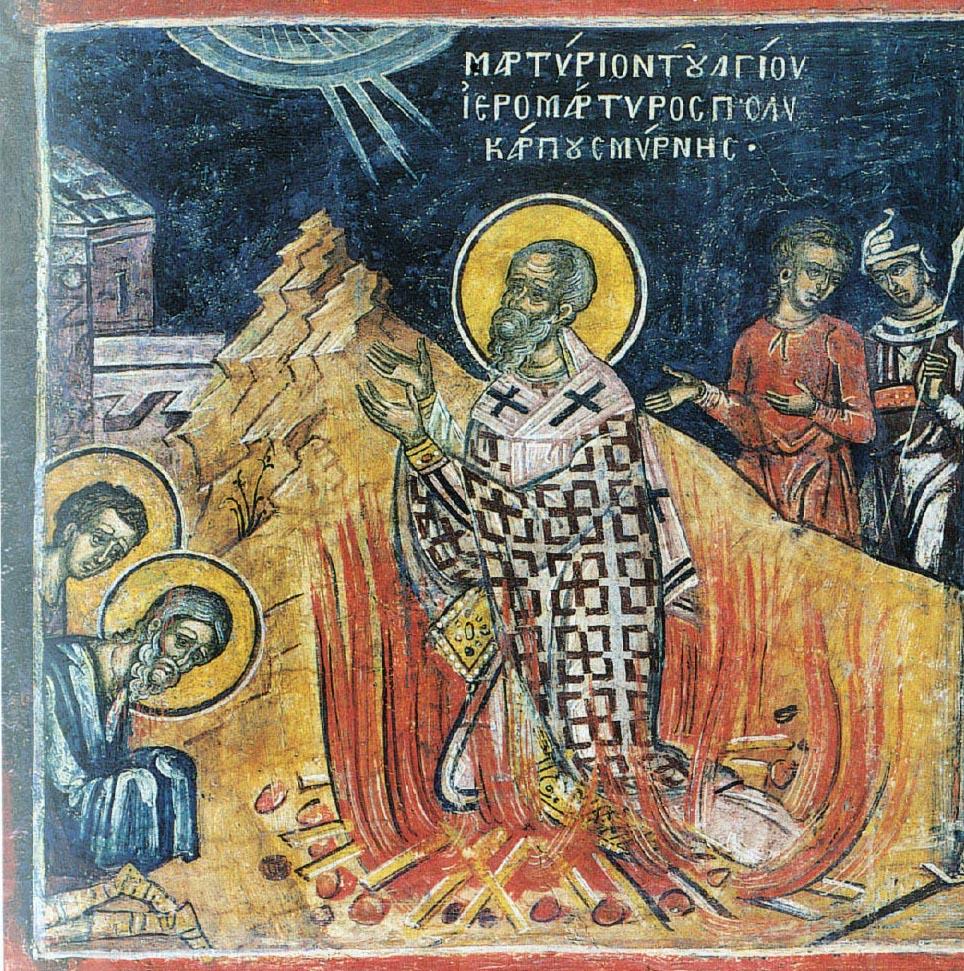 religious image of the Martyrdom of St Polycarp of Smyrna 