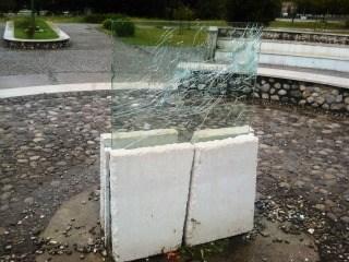vandalised 'reconciliation' memorial in Podgorica, Montenegro