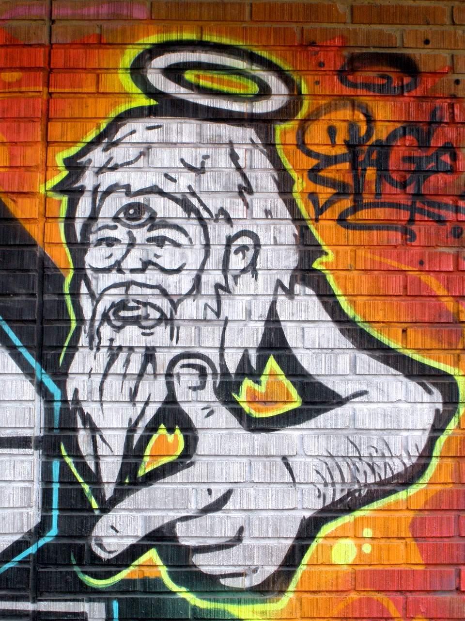 graffitti 'god' with halo