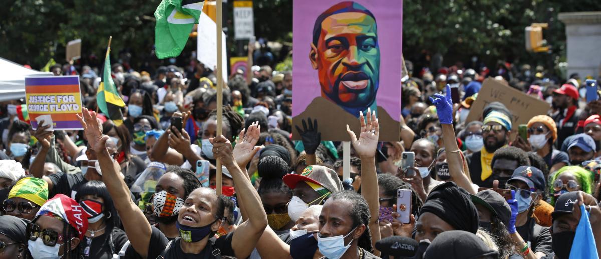 A Caribbean-led Black Lives Matter rally at Brooklyn's Grand Army Plaza on June 14, 2020
