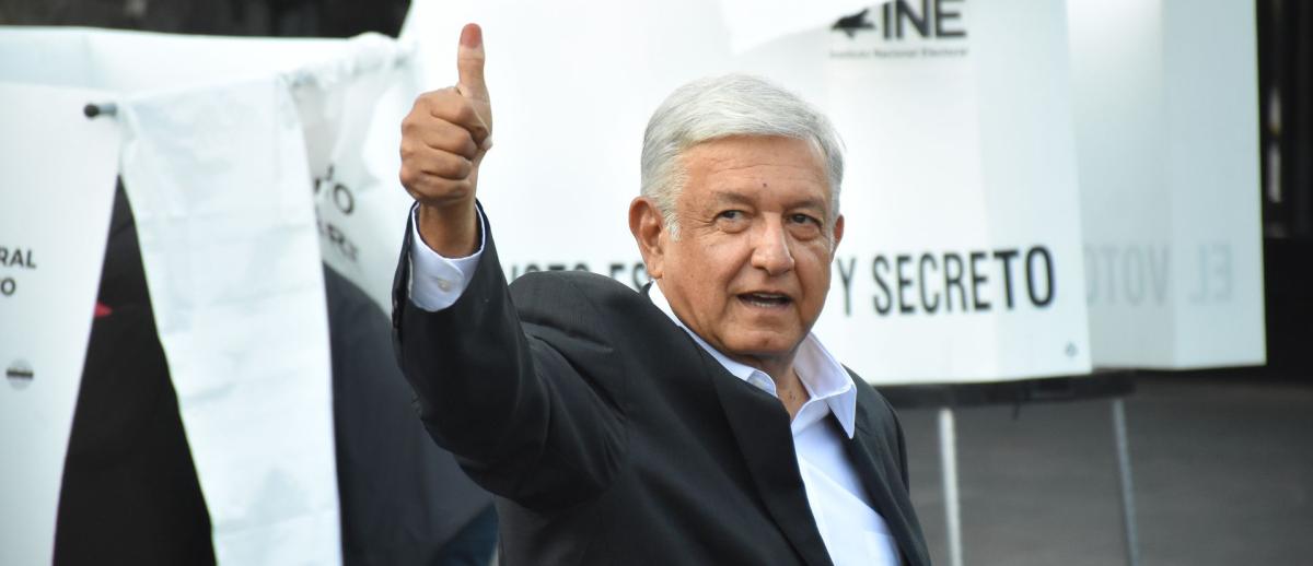 President-elect Andres Manuel Lopez Obrador at voting station in Mexico, 2018