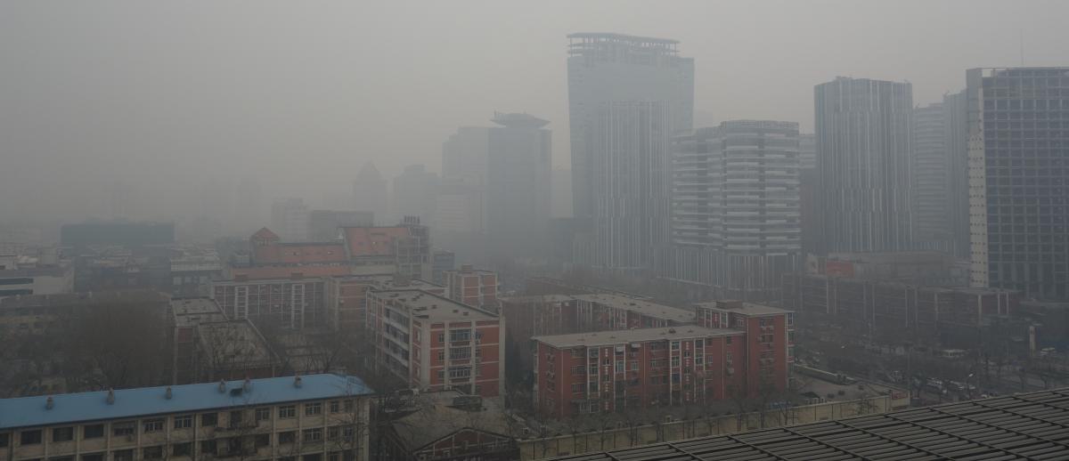 smoggy skyline, Beijing China