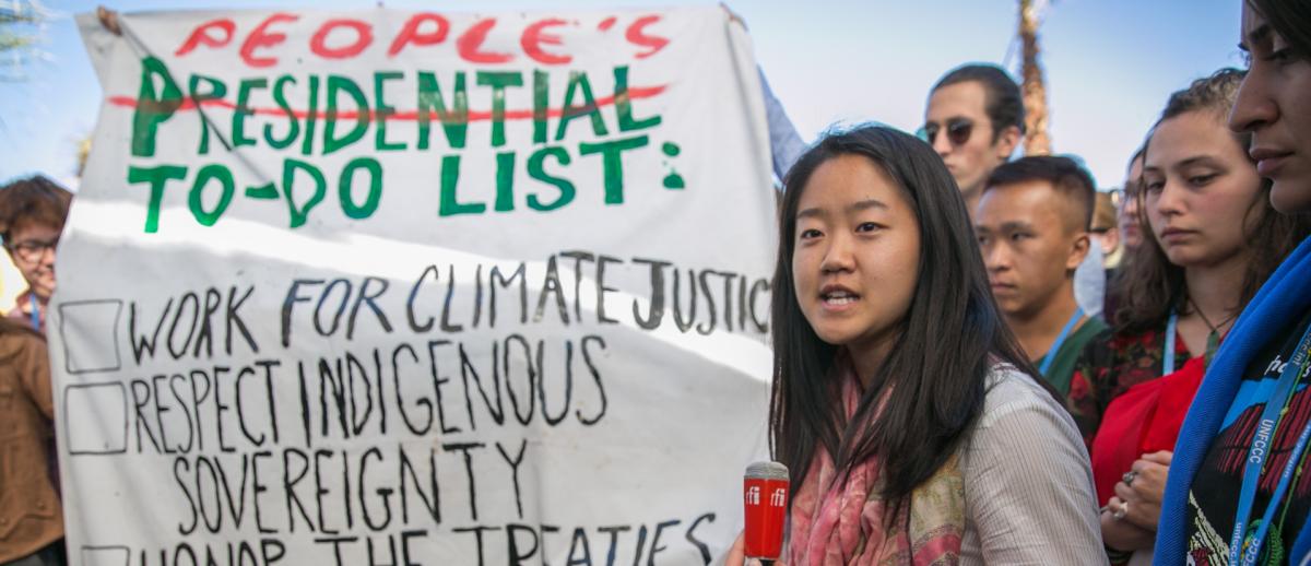 protesters at UN Climate Change Conference COP 22, Marrakech, Morocco 2016