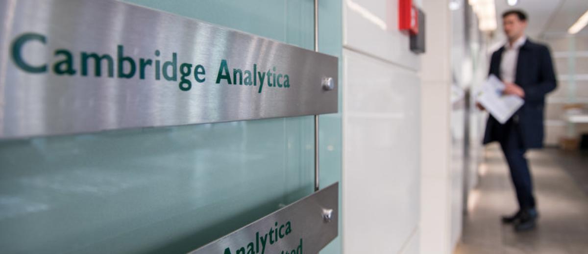 Cambridge Analytica office signage. Photo: Getty Images