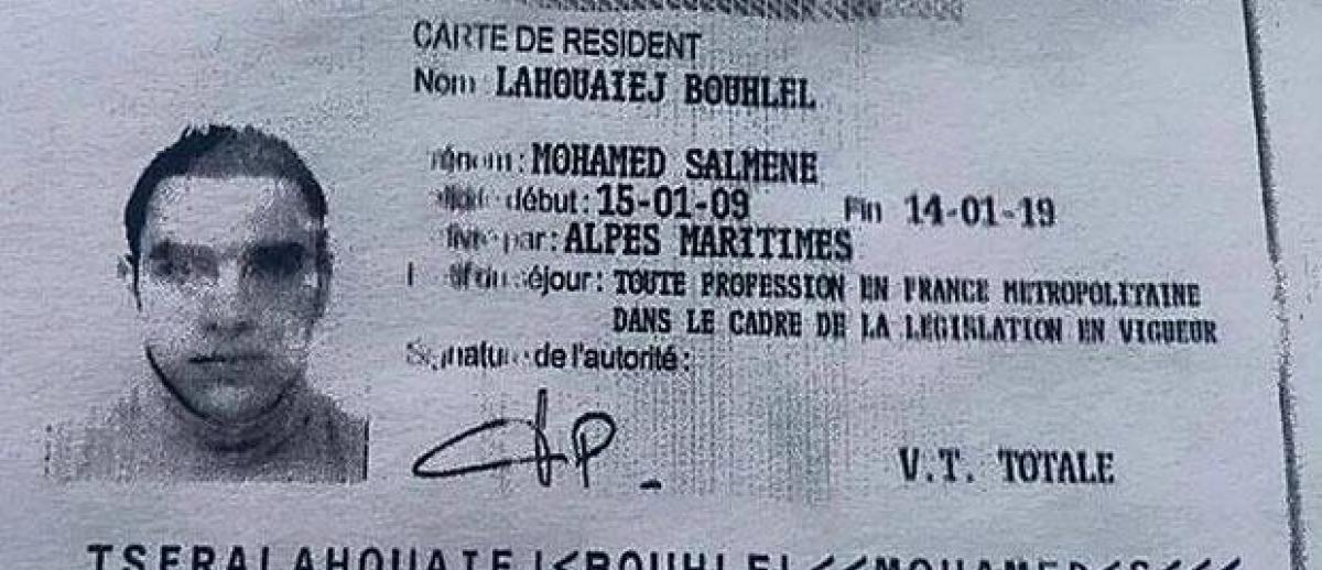 ID card of July 14 2016 Nice, France truck attacker Mohamed Lahouaiej Bouhlel.