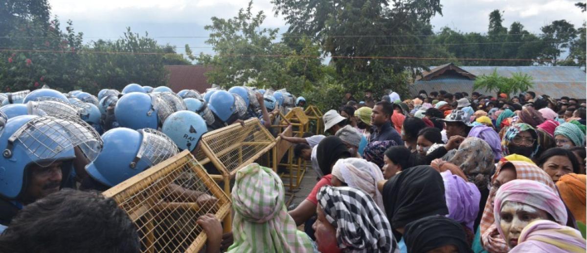 Women protestors clashed with security forces in Manipur on September 6, 2023.  (Photo: Robinson Wahengbam)