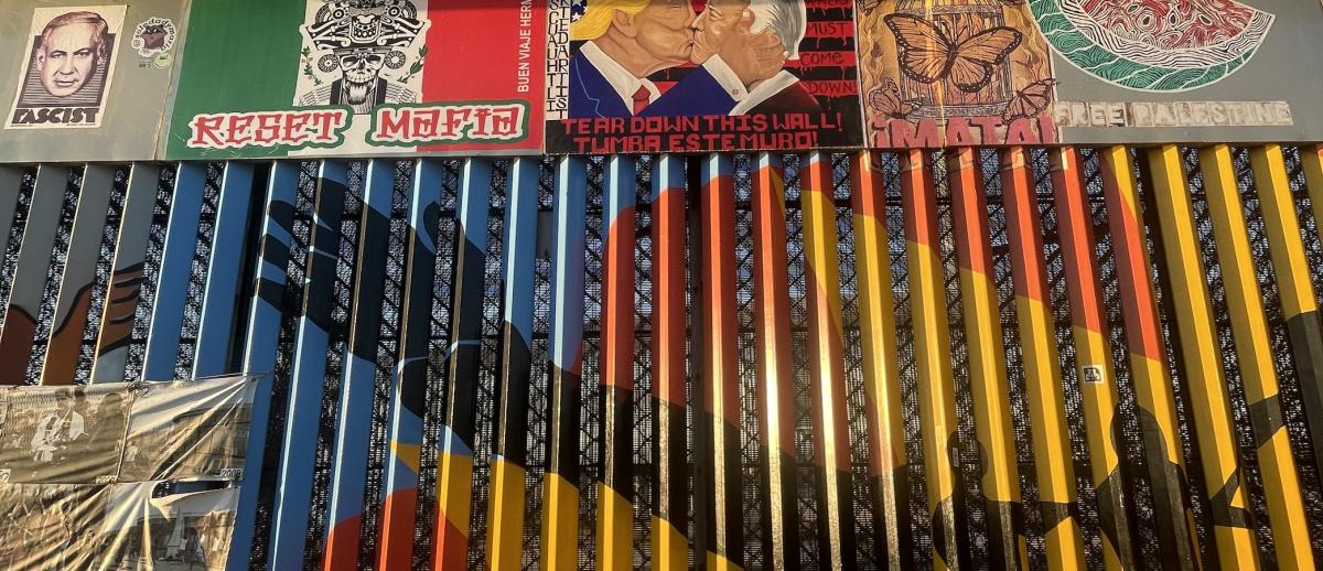 Various artworks on the border wall at Friendship Park in Playas De Tijuana, Mexico in October 2025. 